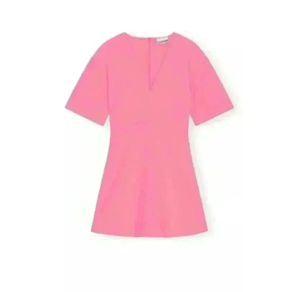 New Ganni Stretch Suiting A-Line Minidress in Shocking Pink Sixe 36/4 - Picture 6 of 13